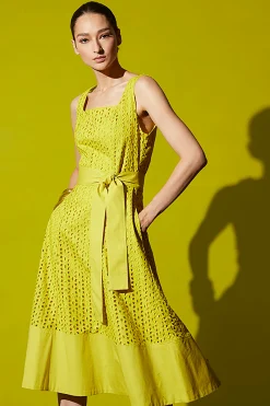 Natori Dresses-Cotton Eyelet Midi Tank Dress