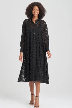 Natori Dresses-Cotton Eyelet Oversized Shirtdress