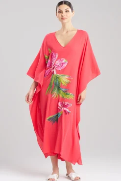 Natori Beach Caftans-Cotton Gauze Applique Caftan