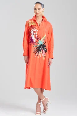 Natori Dresses-Cotton Poplin El Nido Embroidered Shirtdress