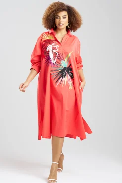 Natori Dresses-Cotton Poplin El Nido Embroidered Shirtdress