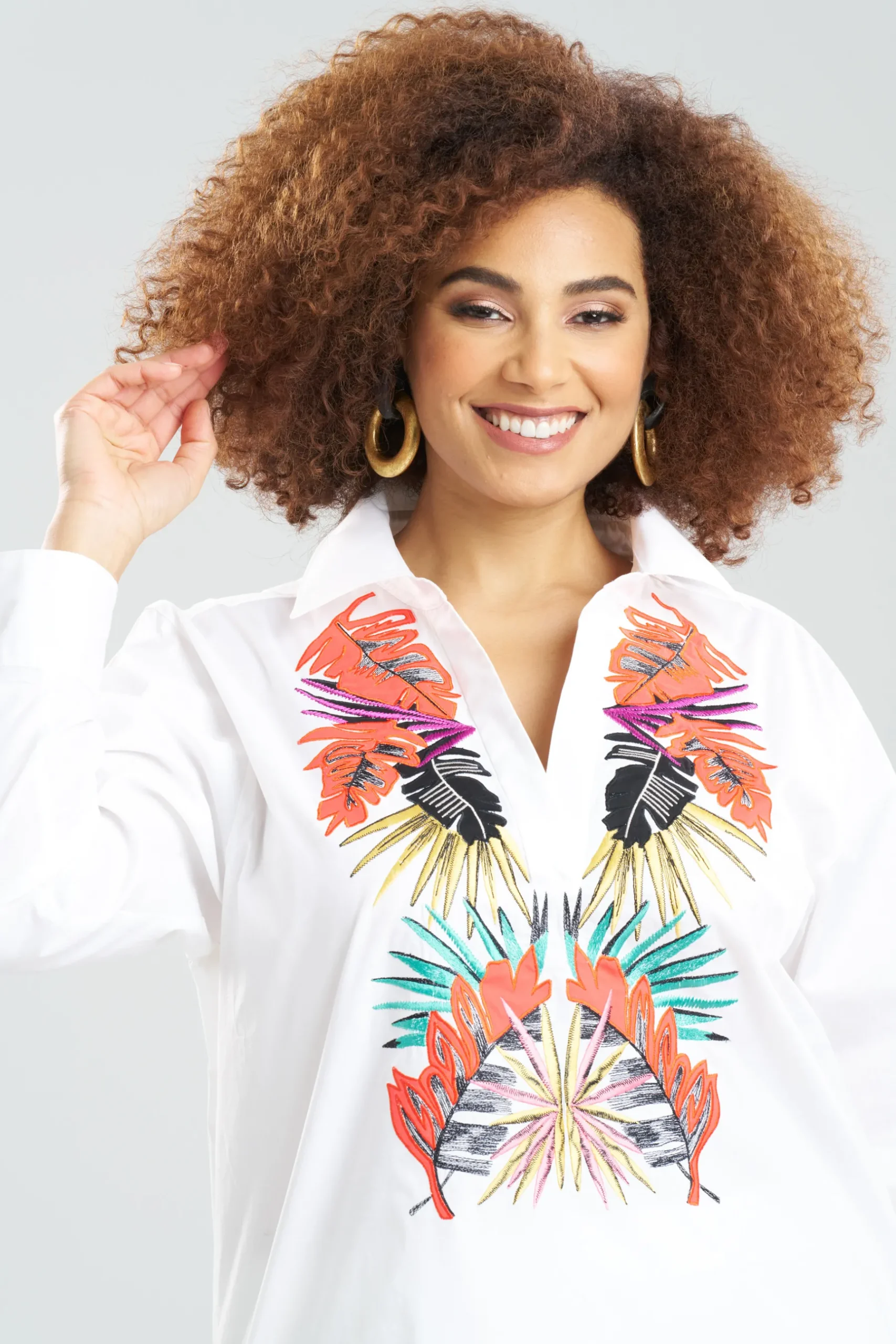 Natori Tops, Shirts & Tunics-Cotton Poplin El Nido Embroidery Oversized Top