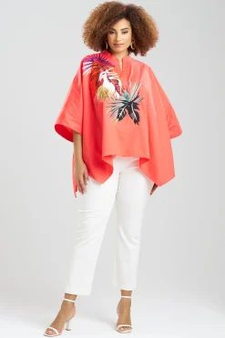 Natori Tops, Shirts & Tunics-Cotton Poplin Embroidered Mandarin Top