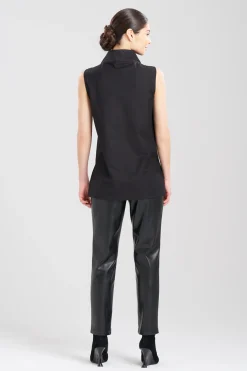 Natori Essentials|Plus Sizes-Cotton Poplin Funnel Neck Top