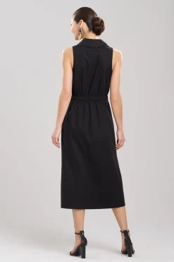 Natori Dresses-Cotton Poplin Halter Button Down Shirtdress