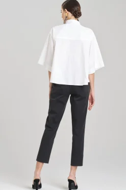 Natori Tops, Shirts & Tunics-Cotton Poplin Kimono Wrap Shirt