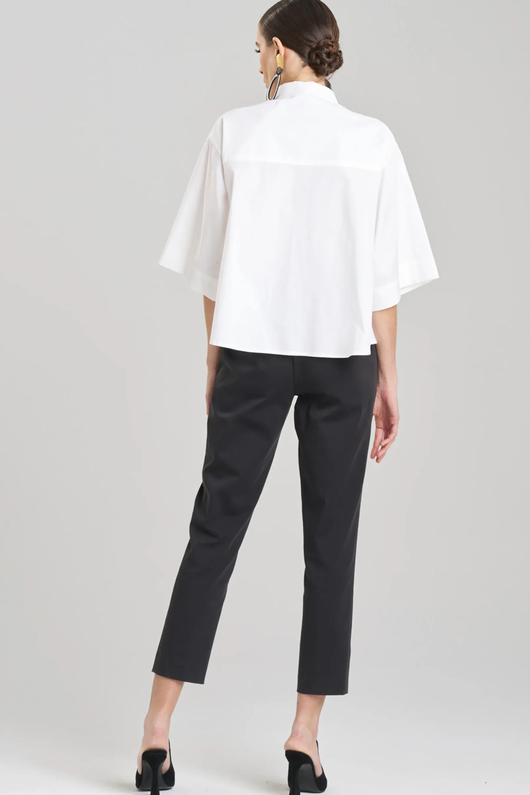 Natori Tops, Shirts & Tunics-Cotton Poplin Kimono Wrap Shirt