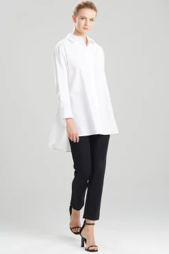 Natori Essentials|Tops, Shirts & Tunics-Cotton Poplin Oversized Button Down Shirt