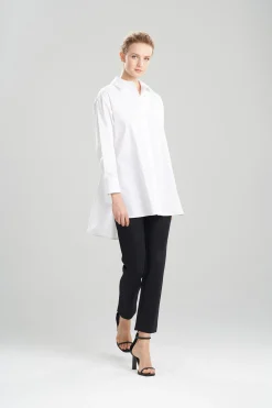 Natori Essentials|Tops, Shirts & Tunics-Cotton Poplin Oversized Button Down Shirt