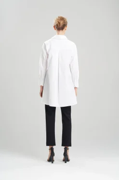 Natori Essentials|Tops, Shirts & Tunics-Cotton Poplin Oversized Button Down Shirt