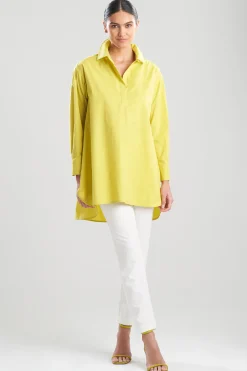 Natori Essentials|Tops, Shirts & Tunics-Cotton Poplin Oversized Half Placket Shirt