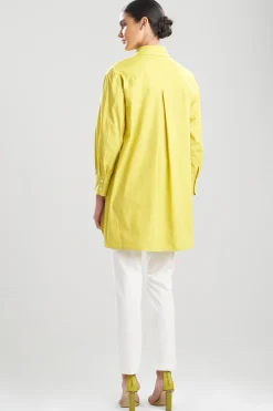 Natori Essentials|Tops, Shirts & Tunics-Cotton Poplin Oversized Half Placket Shirt
