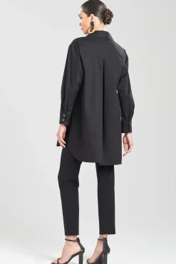 Natori Essentials|Tops, Shirts & Tunics-Cotton Poplin Oversized Half Placket Shirt
