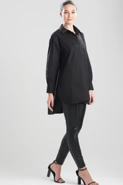 Natori Essentials|Tops, Shirts & Tunics-Cotton Poplin Oversized Half Placket Shirt