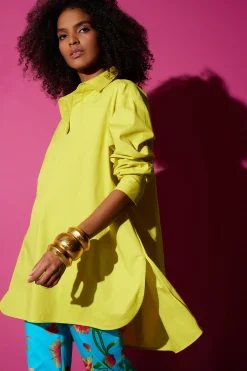 Natori Essentials|Tops, Shirts & Tunics-Cotton Poplin Oversized Half Placket Shirt