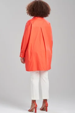 Natori Essentials|Tops, Shirts & Tunics-Cotton Poplin Oversized Half Placket Shirt