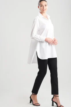 Natori Essentials|Tops, Shirts & Tunics-Cotton Poplin Oversized Half Placket Shirt