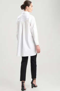Natori Essentials|Tops, Shirts & Tunics-Cotton Poplin Oversized Half Placket Shirt