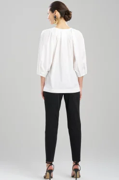 Natori Tops, Shirts & Tunics-Cotton Poplin Pleated Pullover Top