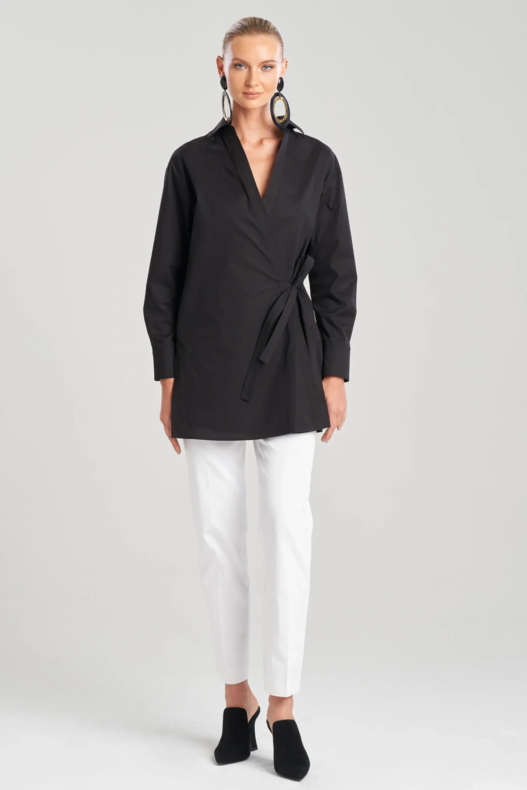 Natori Tops, Shirts & Tunics-Cotton Poplin Surplice Tie Shirt