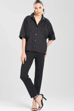 Natori Plus Sizes|Tops, Shirts & Tunics-Cotton Poplin Top