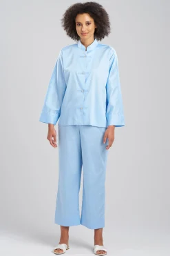 Natori Pajama Sets-Cotton Sateen Essentials Mandarin PJ