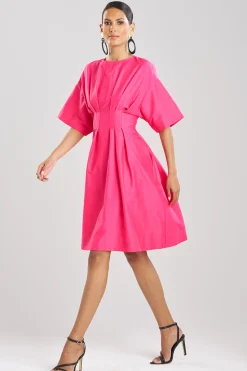 Natori Dresses-Cotton Silk Slub Pleated Dress
