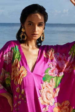 Natori Couture Caftans-Couture Hanabi Beaded Silk Caftan