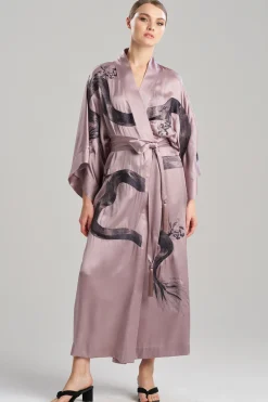 Natori Robes & Kimonos|Couture Robes-Couture Ink Dragon Embroidered Silk Robe