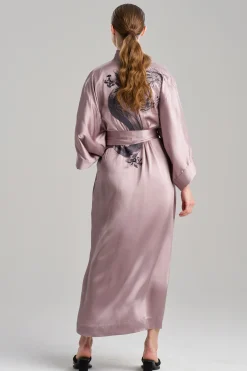 Natori Robes & Kimonos|Couture Robes-Couture Ink Dragon Embroidered Silk Robe