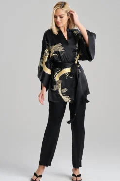 Natori Robes & Kimonos|Couture Robes-Couture Lucky Dragon Embroidered Silk Wrap