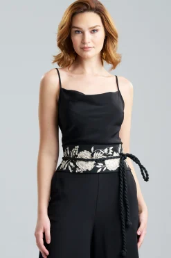 Natori Belts-Couture Luxe Linen Embroidered Obi Belt