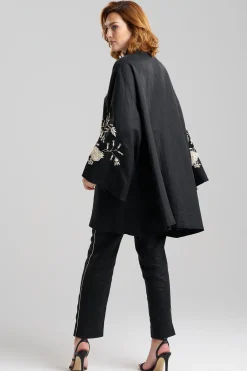 Natori Jackets & Outerwear|Couture Coats-Couture Luxe Linen Embroidered Kimono Jacket