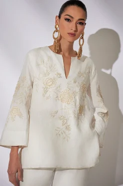 Natori Honeymoon|Tops, Shirts & Tunics-Couture Luxe Linen Embroidered Tunic