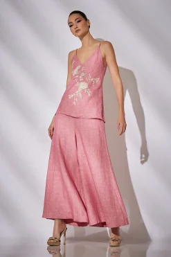 Natori Honeymoon|Pants, Skirts & Shorts-Couture Luxe Linen Palazzo Ankle Pants