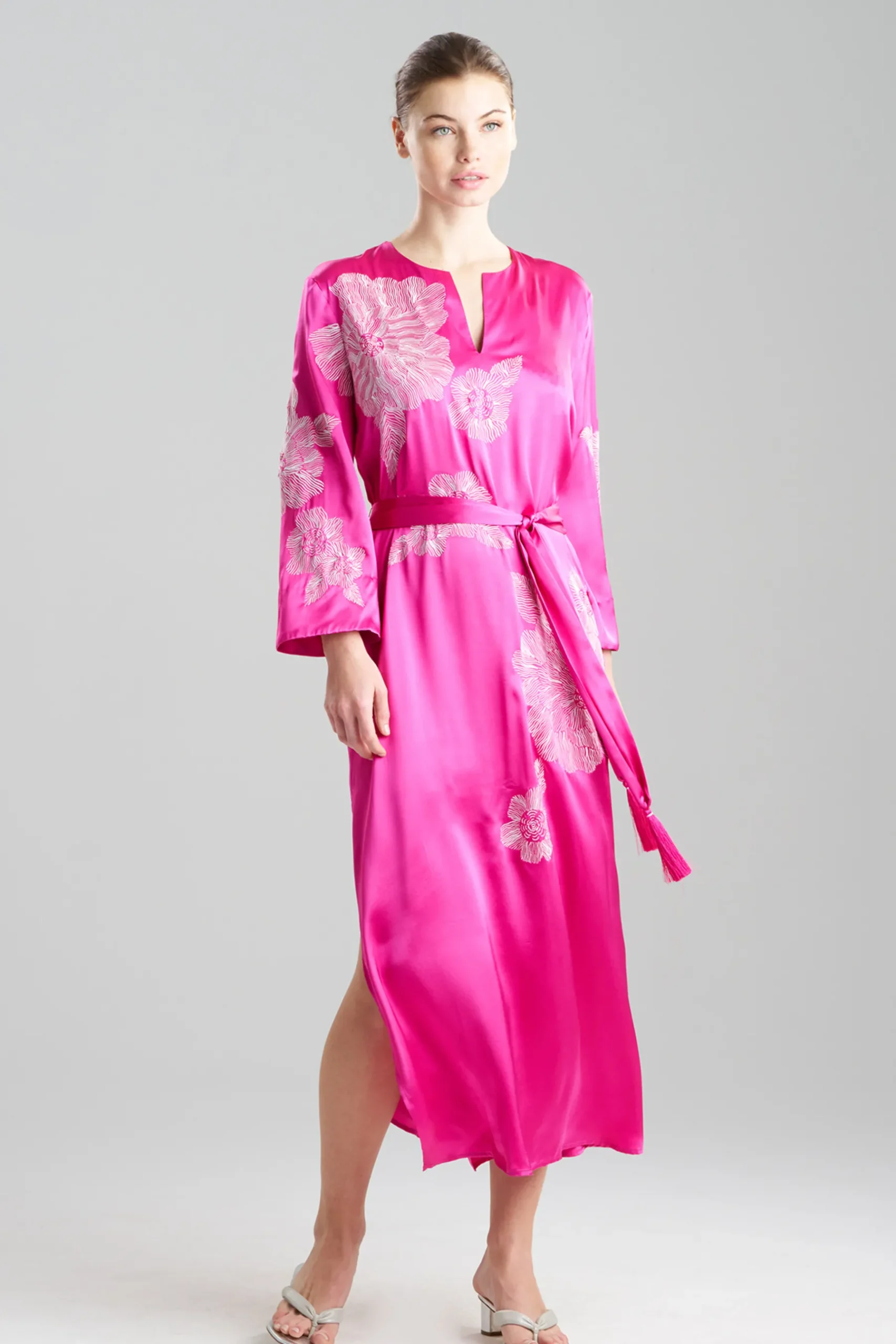 Natori Couture Caftans-Couture Miyoshi Embroidered Silk Caftan