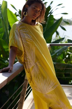 Natori Plus Sizes|Couture Caftans-Couture Palawan Embroidered Silk Caftan
