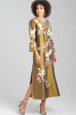 Natori Couture Caftans-Couture Silk Dupioni Embroidered Caftan