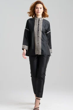 Natori Jackets & Outerwear|Couture Coats-Couture Silk Dupioni Embroidered Mandarin Jacket