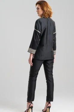 Natori Jackets & Outerwear|Couture Coats-Couture Silk Dupioni Embroidered Mandarin Jacket