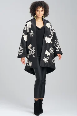 Natori Jackets & Outerwear|Couture Coats-Couture Silk Taffeta Embroidered Coat