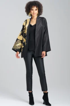 Natori Jackets & Outerwear|Couture Coats-Couture Silk Taffeta Embroidered Dragon Coat