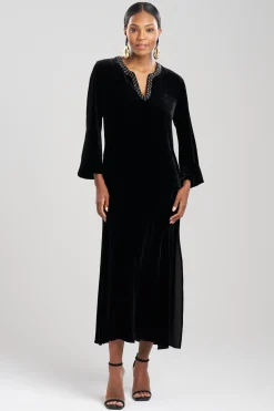 Natori Couture Caftans-Couture Velvet Beaded Silk Caftan