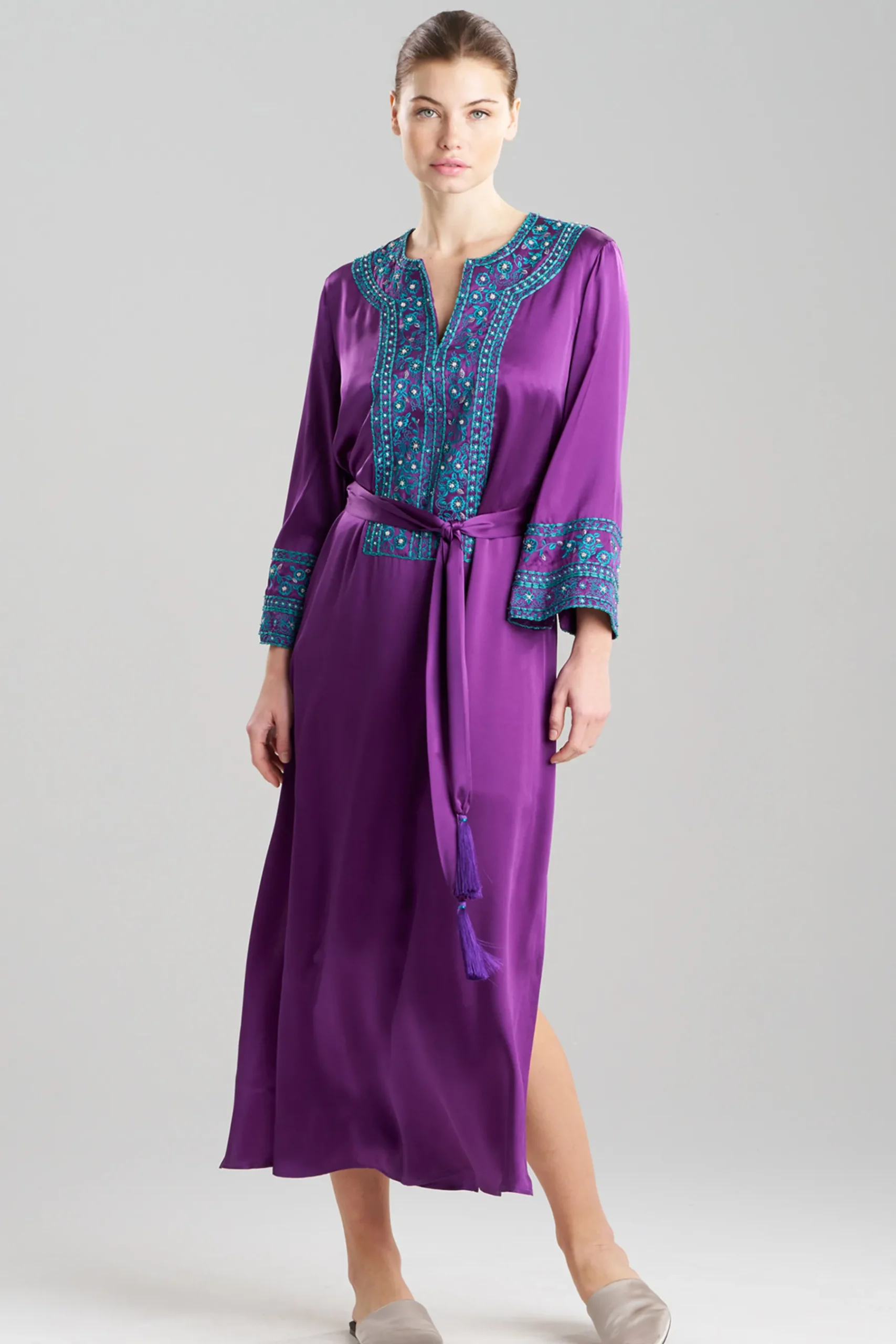 Natori Couture Caftans-Couture Ysobel Embroidered Silk Caftan