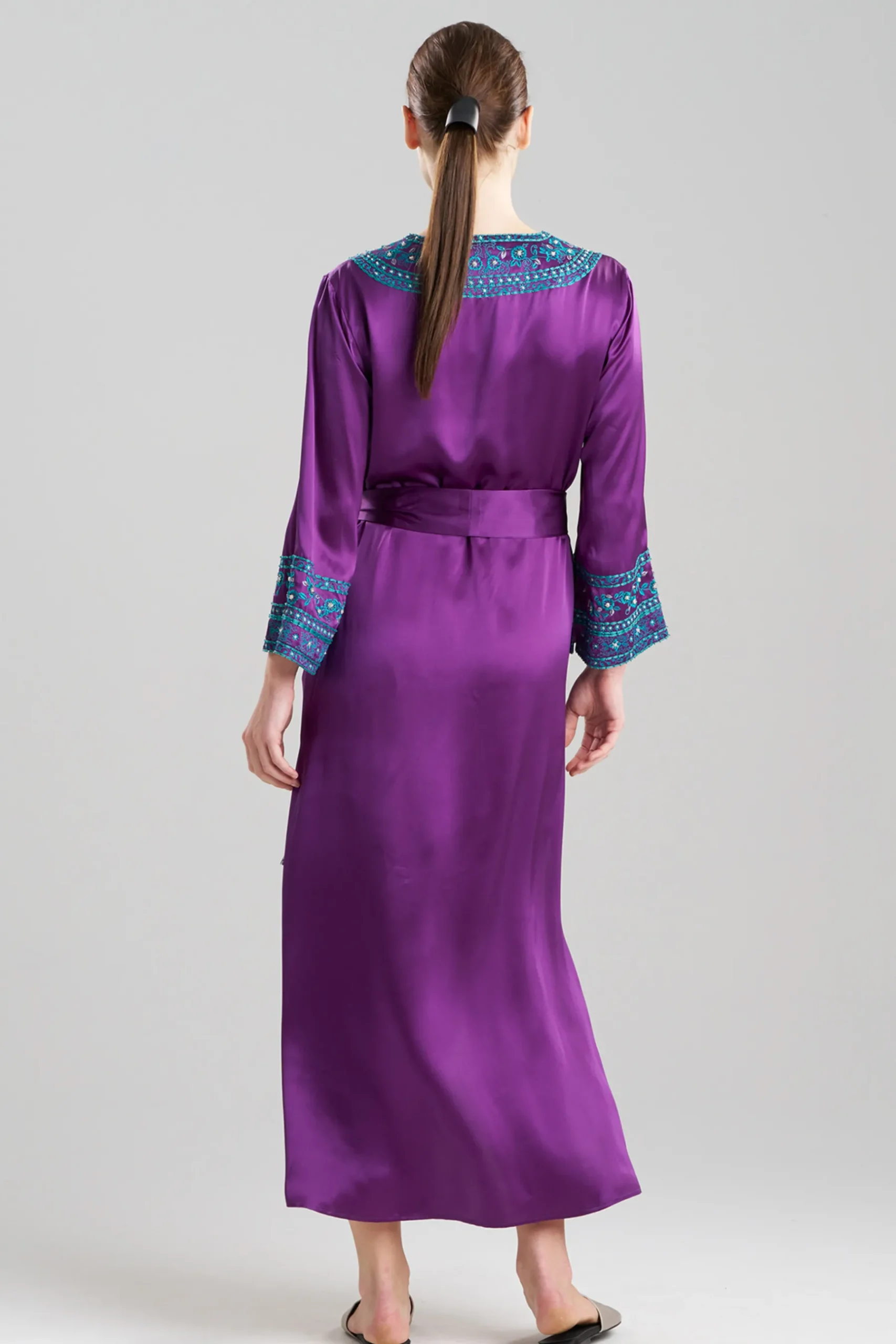 Natori Couture Caftans-Couture Ysobel Embroidered Silk Caftan