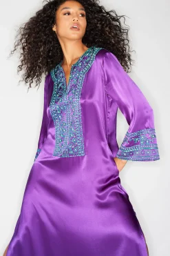 Natori Couture Caftans-Couture Ysobel Embroidered Silk Caftan
