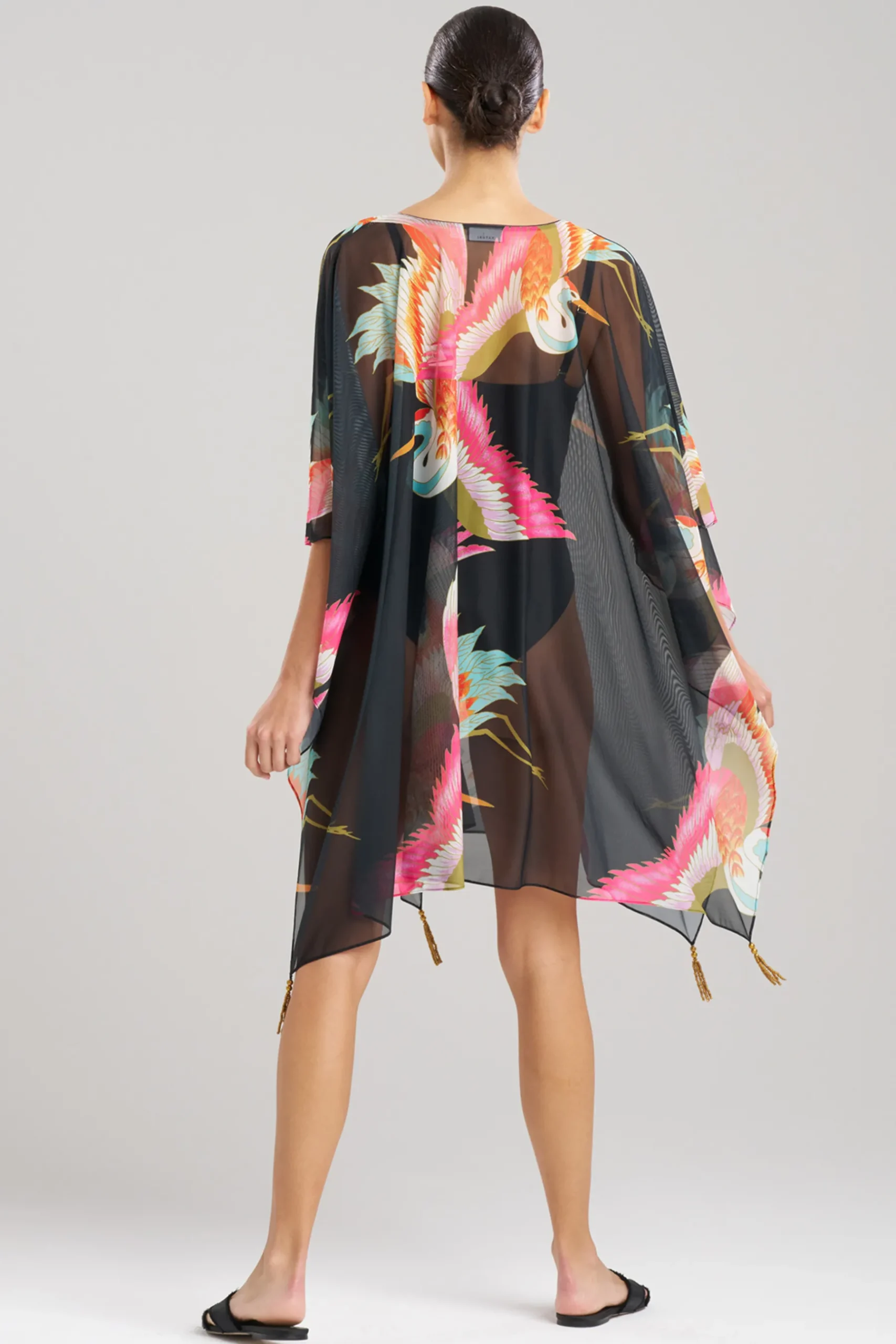 Natori Honeymoon-Crane Mesh Sheer Cover-Up