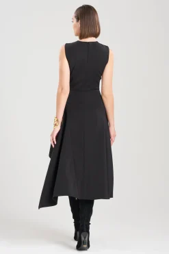 Natori Dresses|Wedding Guest Dresses-Crepe Asymmetrical Belted Dress