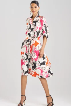 Natori Dresses-Cressida Printed Silk Twill Belted Shirtdress