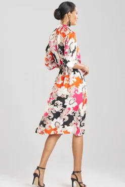 Natori Dresses-Cressida Printed Silk Twill Belted Shirtdress